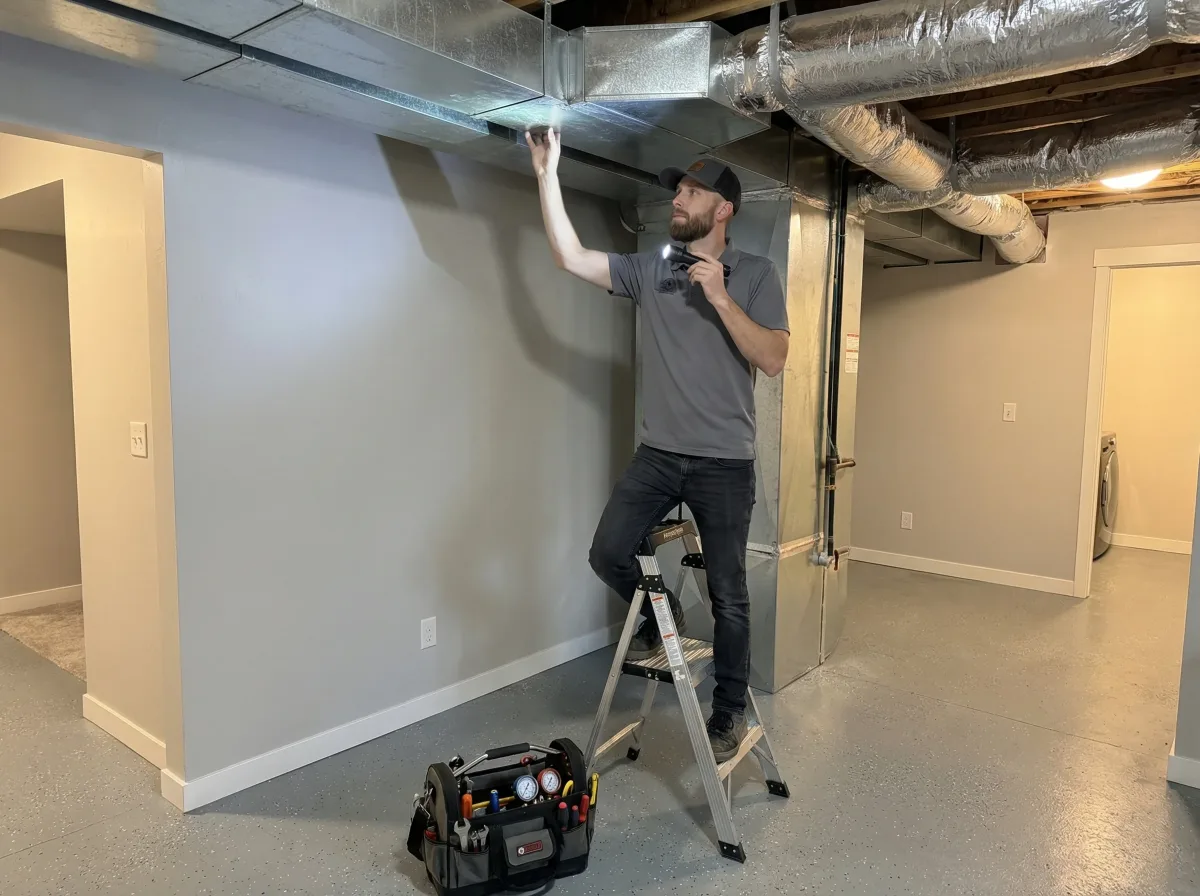 HVAC technician checking ventilation system